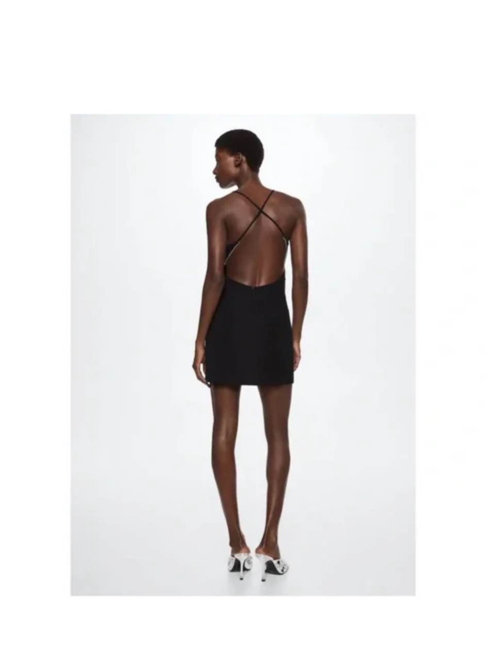 Mango Black Halter Mini Dress with Waist Detail -  Women S